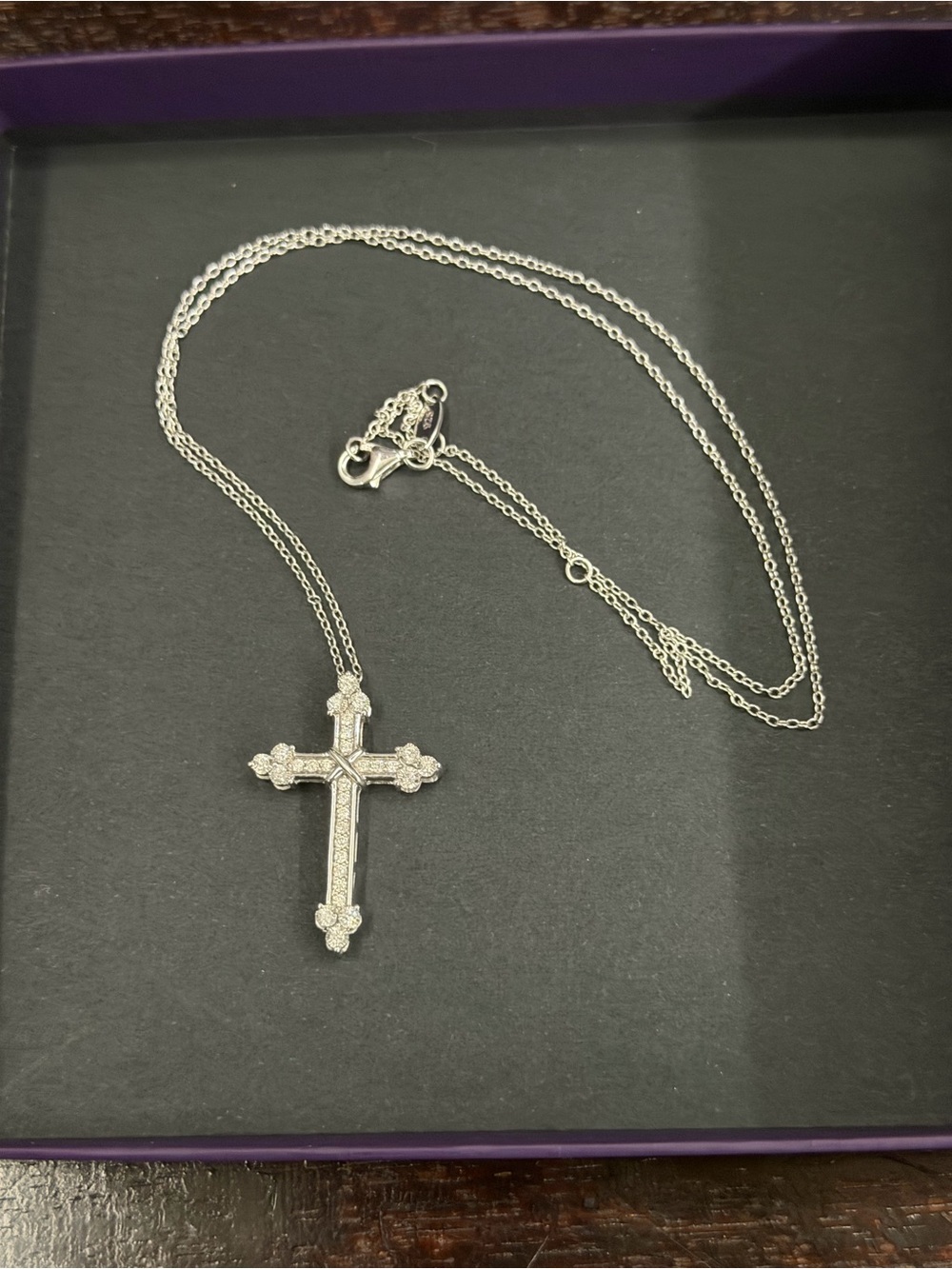 Zales 10K White Gold 3/8 CT Natural Diamond Cross